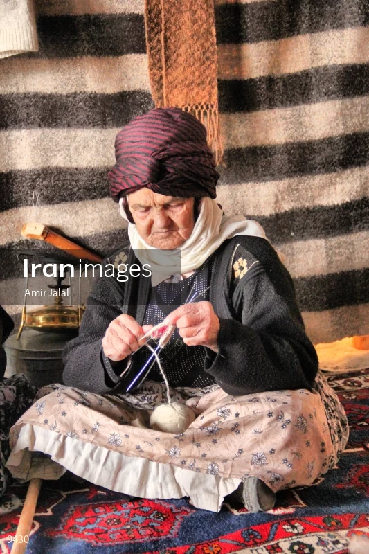 Nomad woman spinning wool