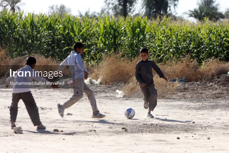 Children Play Football in Deprived Areas of Southern Kerman