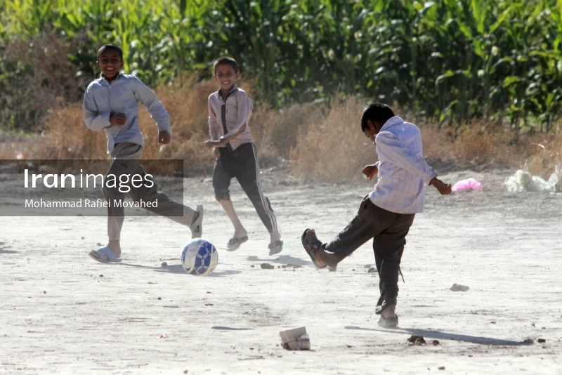 Children Play Football in Deprived Areas of Southern Kerman