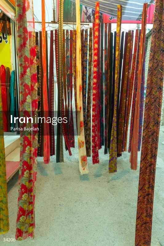 Colorful women's scarves in the Kermanshah market