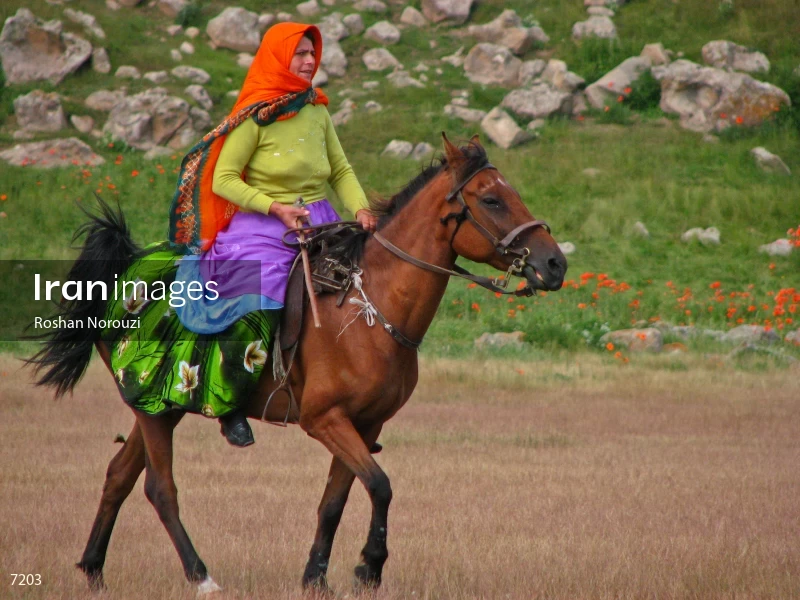 Shahsevan woman riding horse
