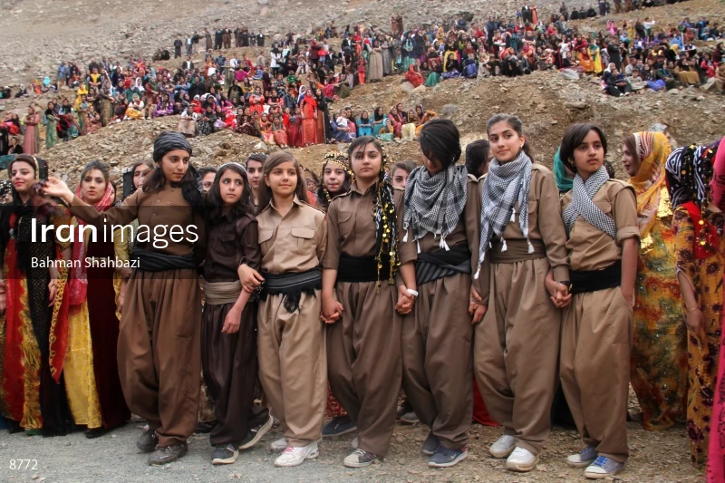 Kurdish girls dance in celebrating Nowruz