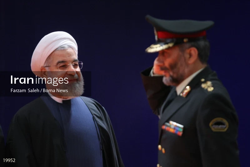 President Hassan Rouhani with police commanders