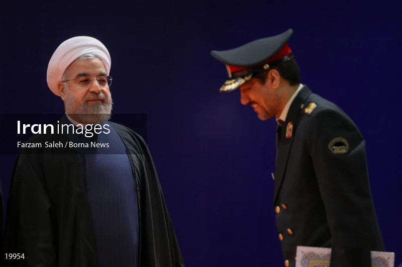 President Hassan Rouhani with police commanders