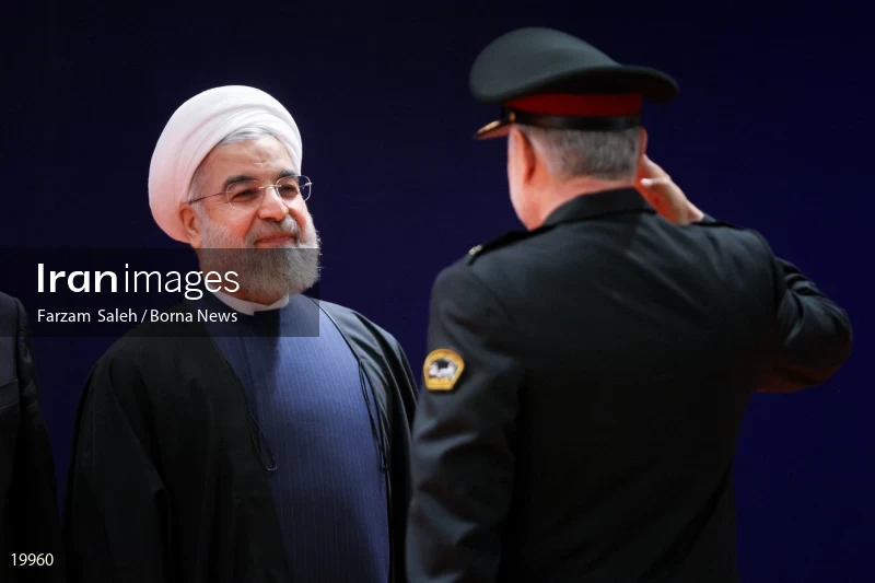 President Hassan Rouhani with police commanders