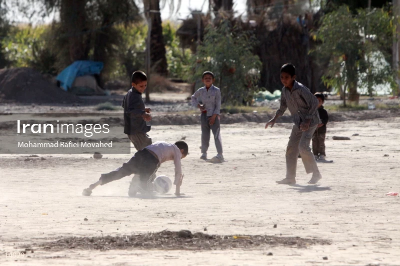 Children Play Football in Deprived Areas of Southern Kerman