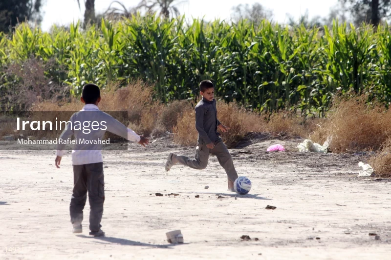 Children Play Football in Deprived Areas of Southern Kerman