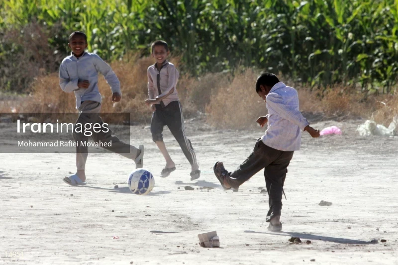 Children Play Football in Deprived Areas of Southern Kerman