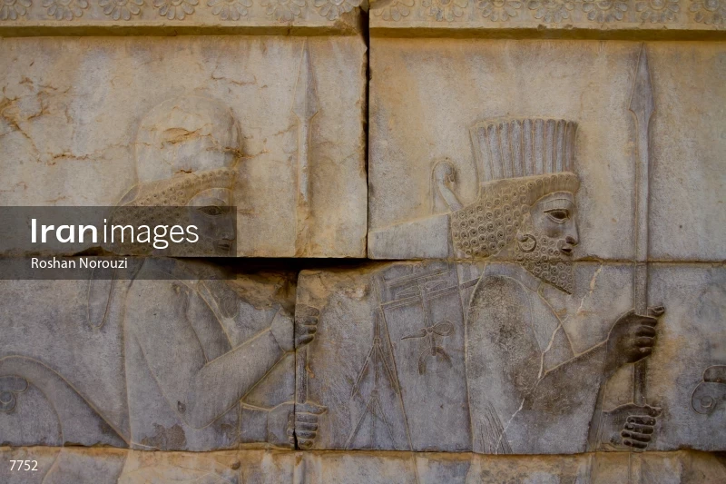 Persian and Median soldiers bas-relief in persepolis