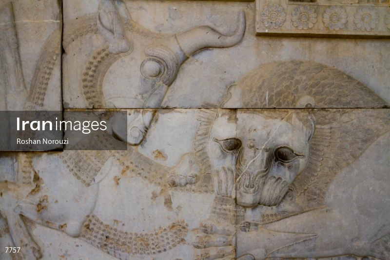 Bas-relief representing a symbol in Zoroastrianism for Nowruz at Persepolis