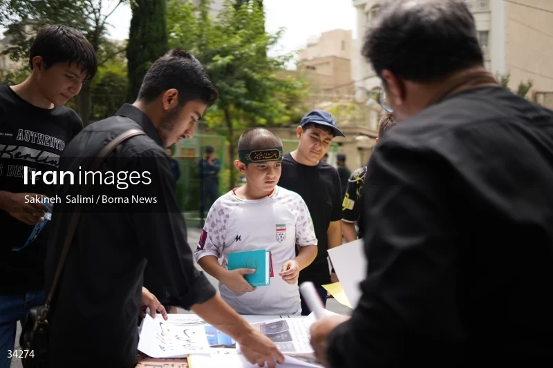 Students gathering in front of the Swedish embassy in Tehran