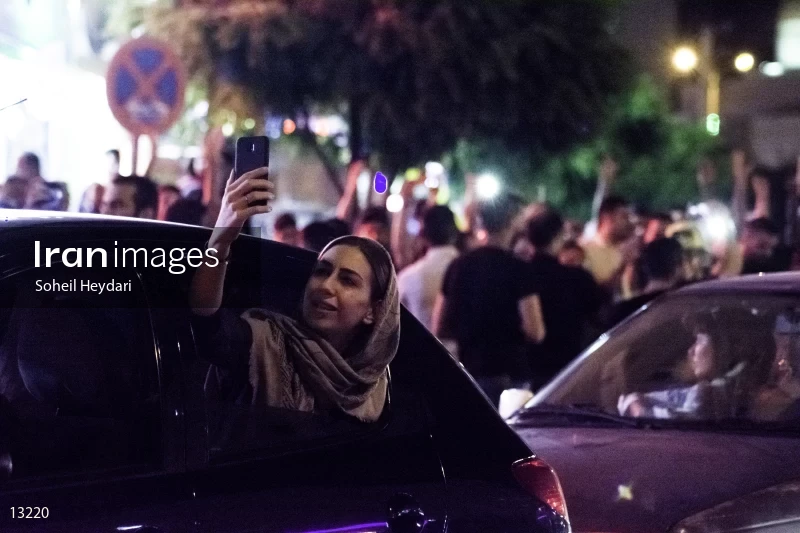 Celebration of the Iranian people after winning the Iranian soccer team against Morocco