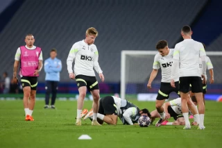 تمرین تیم فوتبال منچستر سیتی پیش از فینال لیگ قهرمانان اروپا