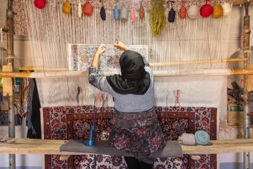 Carpet-Weaving Woman in Davoodabad Village